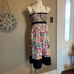 Vintage Y2K Beautiful ROULETTE Sundress Tropical Floral Print Dress M
